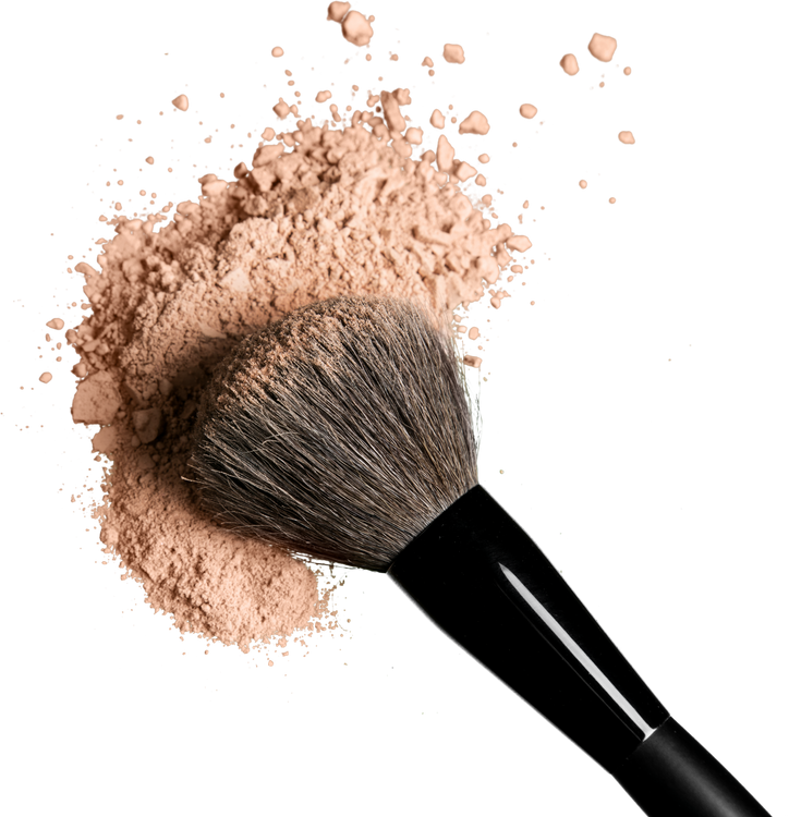 Powdered foundation and a brush